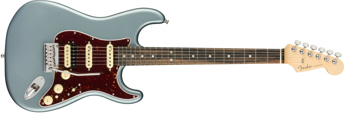 American Elite Stratocaster® HSS Shawbucker Satin Ice Blue Metallic