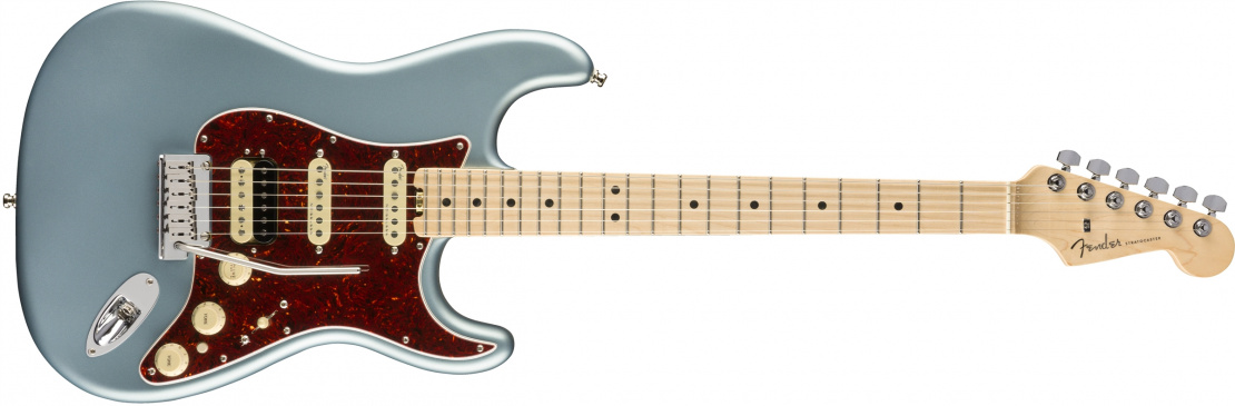 American Elite Stratocaster® HSS Shawbucker Satin Ice Blue Metallic