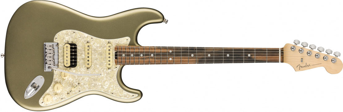 American Elite Stratocaster® HSS Shawbucker Satin Jade Pearl Metallic