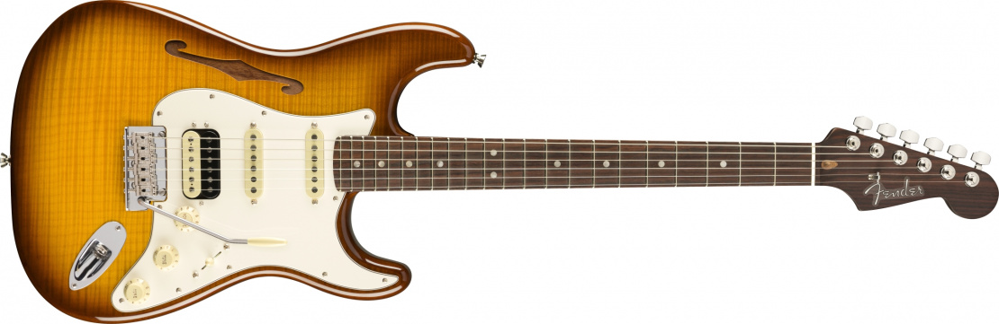 Rarities Flame Maple Top Stratocaster® HSS Thinline Violin Burst