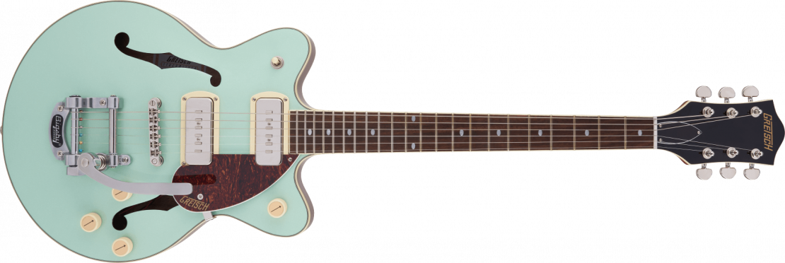 G2655T-P90 Streamliner™ Center Block Jr. Double-Cut P90 with Bigsby® Two-Tone Mint Metallic with Vintage Mahogany Stain