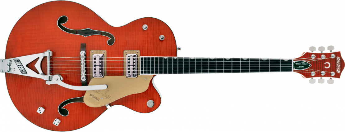 G6120TFM-BSNV Brian Setzer Signature Nashville® Hollow Body with Bigsby® and Flame Maple Orange Stain