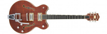 G6609TFM Players Edition Broadkaster® Center Block Double-Cut with String-Thru Bigsby® and Flame Maple Bourbon Stain