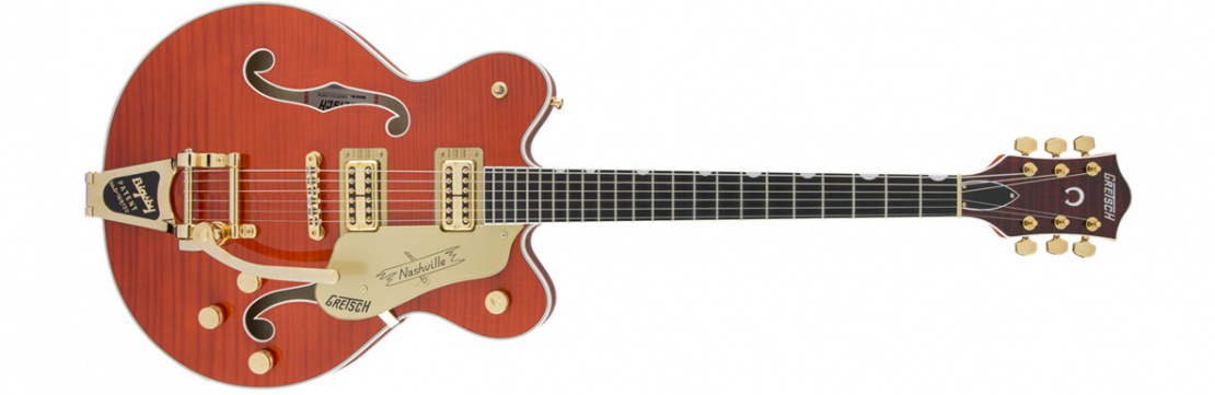 G6620TFM Players Edition Nashville® Center Block Double-Cut with String-Thru Bigsby® and Flame Maple Orange Stain