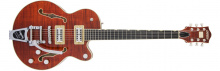 G6659TFM Players Edition Broadkaster® Jr. Center Block Single-Cut with String-Thru Bigsby® and Flame Maple Bourbon Stain